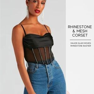 NWT Windsor Black Rhinestone Corset